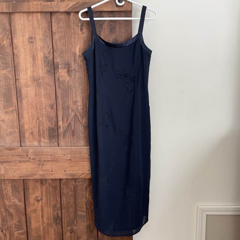 VTG Y2K Mark Edwards Dress 12 Navy Blue Prom Whimsigoth Velvet Burnout Fairy